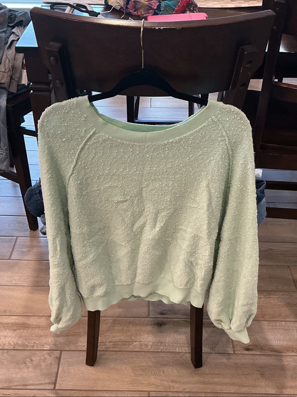 Free People Mint Green Textured Crewneck Sweater